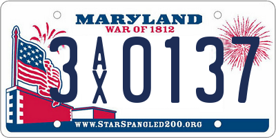 MD license plate 3AX0137