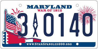 MD license plate 3AX0140