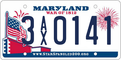 MD license plate 3AX0141