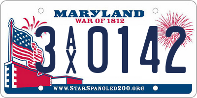 MD license plate 3AX0142