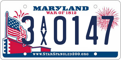 MD license plate 3AX0147