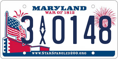MD license plate 3AX0148