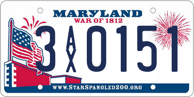 MD license plate 3AX0151
