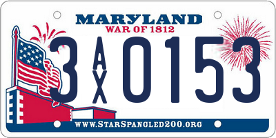 MD license plate 3AX0153