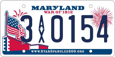 MD license plate 3AX0154