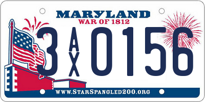 MD license plate 3AX0156