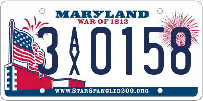 MD license plate 3AX0158