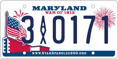 MD license plate 3AX0171