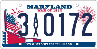 MD license plate 3AX0172