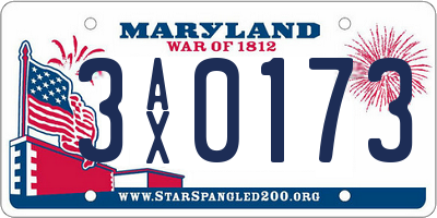 MD license plate 3AX0173