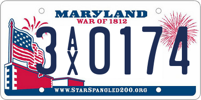MD license plate 3AX0174
