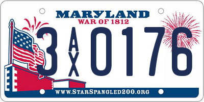 MD license plate 3AX0176