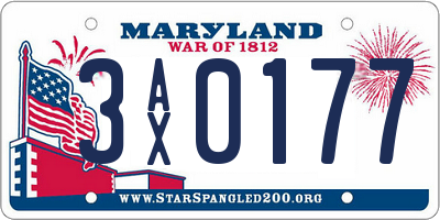 MD license plate 3AX0177