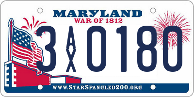 MD license plate 3AX0180