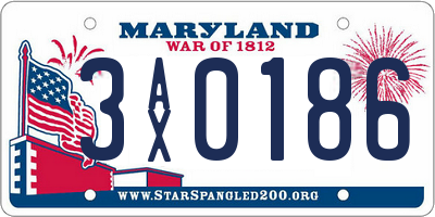 MD license plate 3AX0186