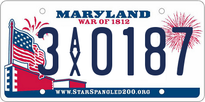 MD license plate 3AX0187