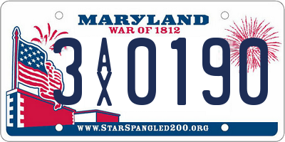 MD license plate 3AX0190