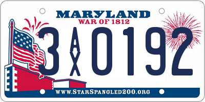 MD license plate 3AX0192