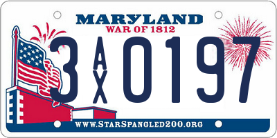 MD license plate 3AX0197