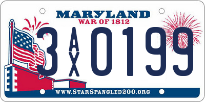 MD license plate 3AX0199
