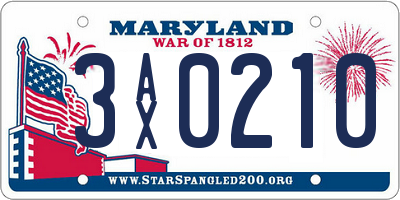 MD license plate 3AX0210