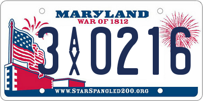 MD license plate 3AX0216