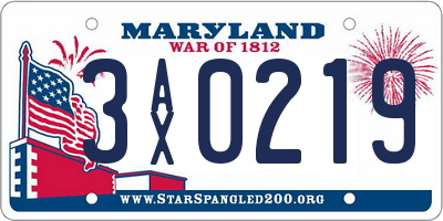 MD license plate 3AX0219