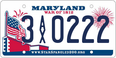 MD license plate 3AX0222