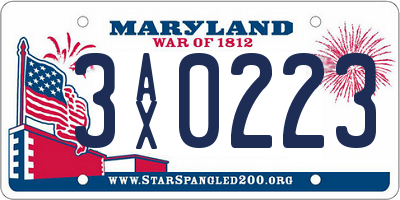 MD license plate 3AX0223