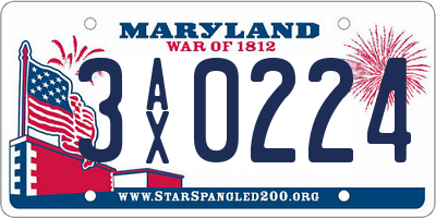 MD license plate 3AX0224