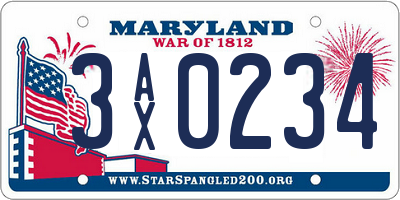 MD license plate 3AX0234