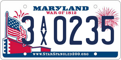 MD license plate 3AX0235