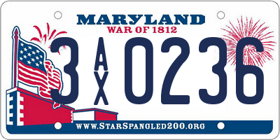 MD license plate 3AX0236