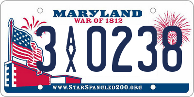 MD license plate 3AX0238