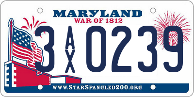 MD license plate 3AX0239