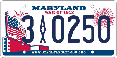 MD license plate 3AX0250