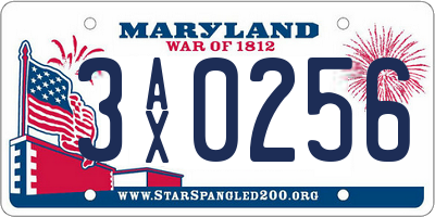 MD license plate 3AX0256