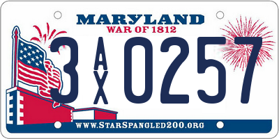 MD license plate 3AX0257