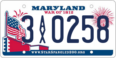 MD license plate 3AX0258