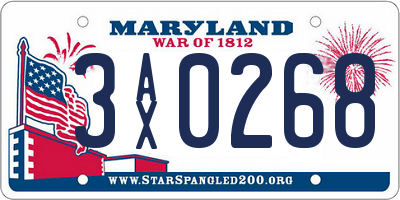 MD license plate 3AX0268