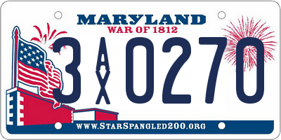 MD license plate 3AX0270