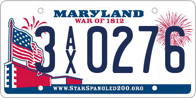 MD license plate 3AX0276