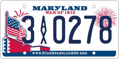 MD license plate 3AX0278