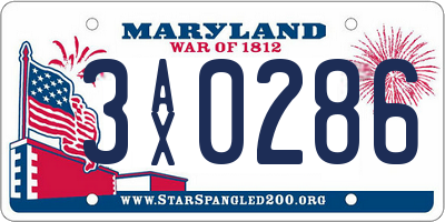 MD license plate 3AX0286