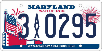 MD license plate 3AX0295