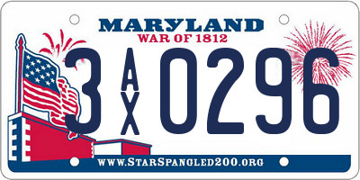 MD license plate 3AX0296
