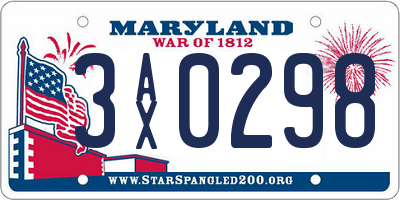 MD license plate 3AX0298