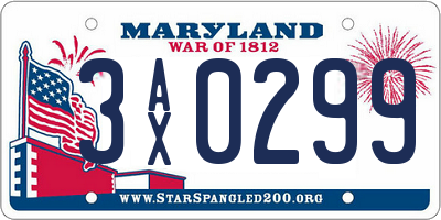 MD license plate 3AX0299