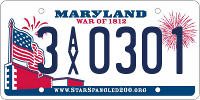 MD license plate 3AX0301