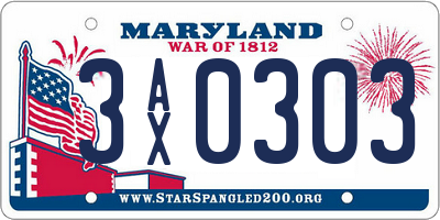 MD license plate 3AX0303